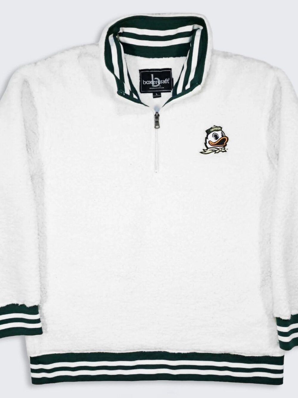 Oregon Ducks Varsity Banded Sherpa Quarter Zip Pullover Jacket Fleece Sweatshirt